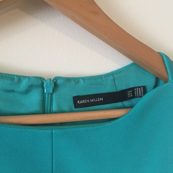 Karen Millen Neon Teal Blue Bodycon Sheath Dress - Picture 4 of 9